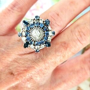 Vintage 18K Diamond/Sapphire Ring